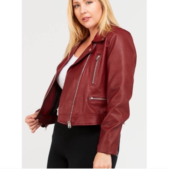 LAST ONE🎉HP❗️Plus Dark Red Zipper Motto Jacket - Picture 4 of 8